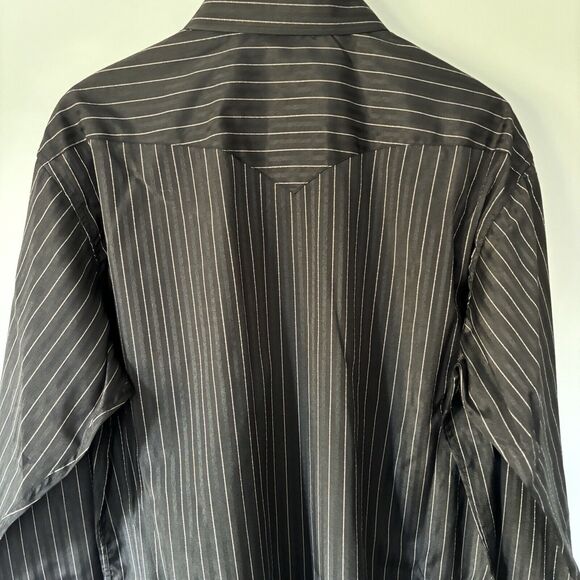Panhandle Slim Western Shirt XL 17.5 35 Pearl Snap Black Pinstripe Retro NWT - Picture 10 of 15